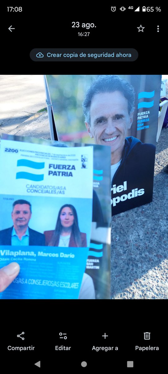 Estamos en la calle hablando con cada vecina y vecino explicándole que se puede meter un frenazo a #Milei con <a href="/gkatopodis/">Gabriel Katopodis</a> y <a href="/rditale/">Romina Ditale</a>  está es la boleta que lo puede hacer este 7 de septiembre , llévala!!!