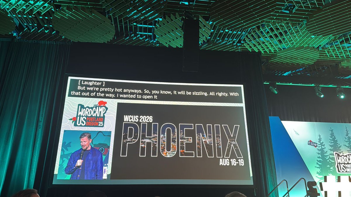 The announcement we’ve all been waiting for…
#WCUS2026 is coming to Phoenix, Arizona 🌵☀️

🗓 August 16–19, 2026

See you next year for another unforgettable #WordPress  gathering. 🎉

#WordCamp #WCUS <a href="/WordCampUS/">WordCamp US 2025 (#WCUS)</a> #WPExperts