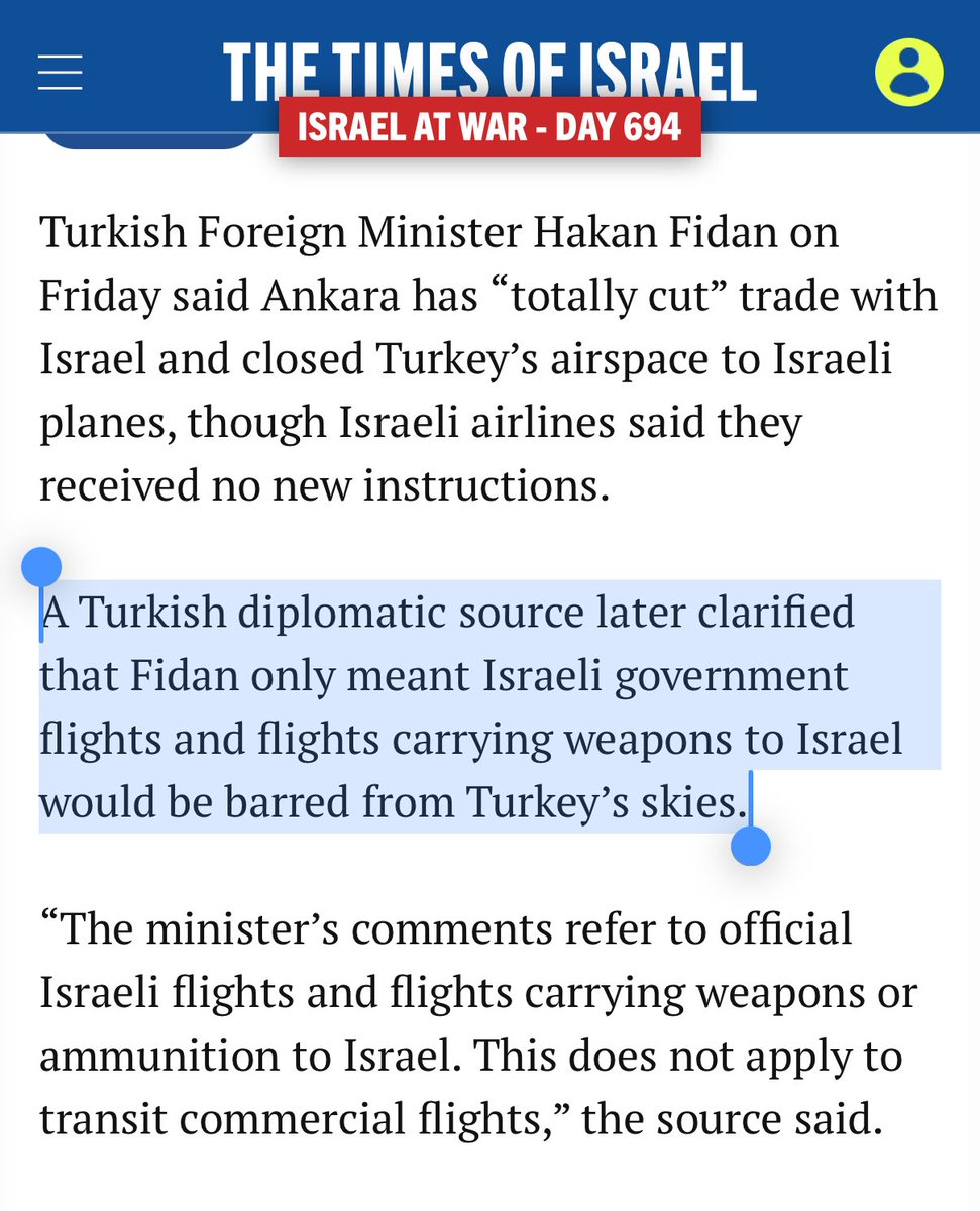 Turkey has not closed its airspace to “Israeli” aircraft. It’s a sham.