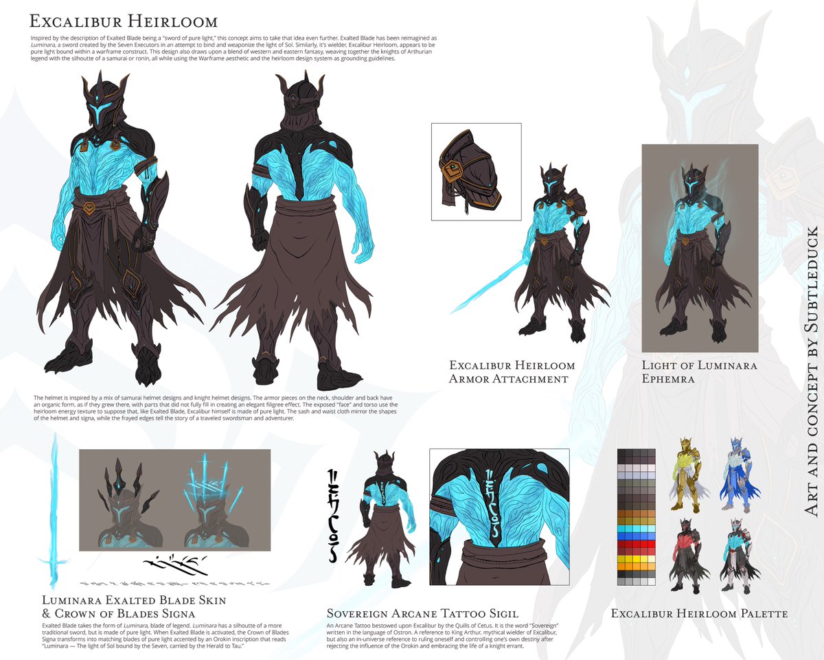 SubtleDuck89's tweet image. Created some #Warframe #conceptart for how I imagine Excalibur Heirloom looking. Really proud of how this came out tbh.