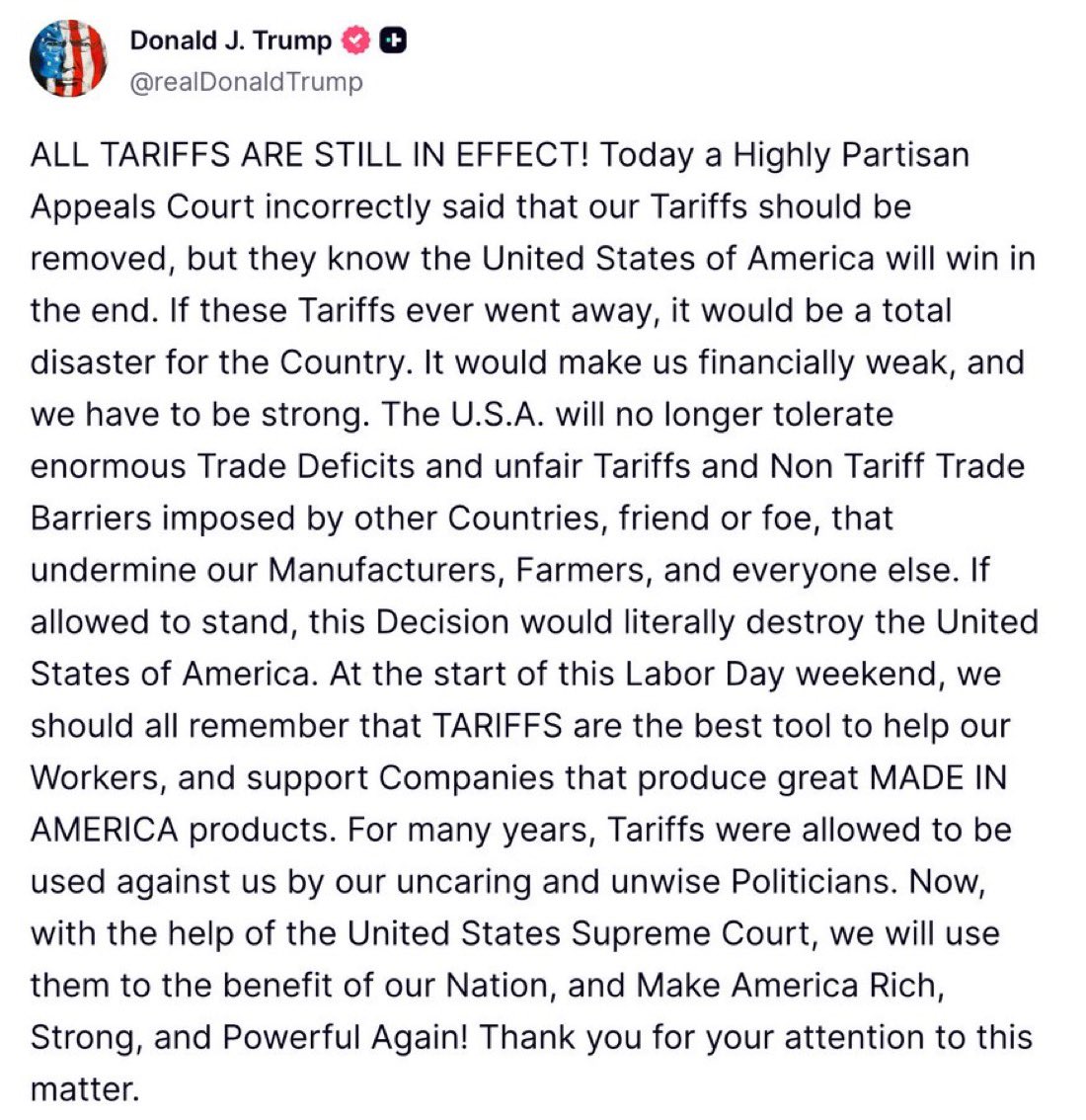 HOLY SH*T 🚨 President Trump stuns America by IGNORING the Highly Partisan Appeals Court 🔥 

KEEP THE TARIFFS AND IGNORE THE COURTS