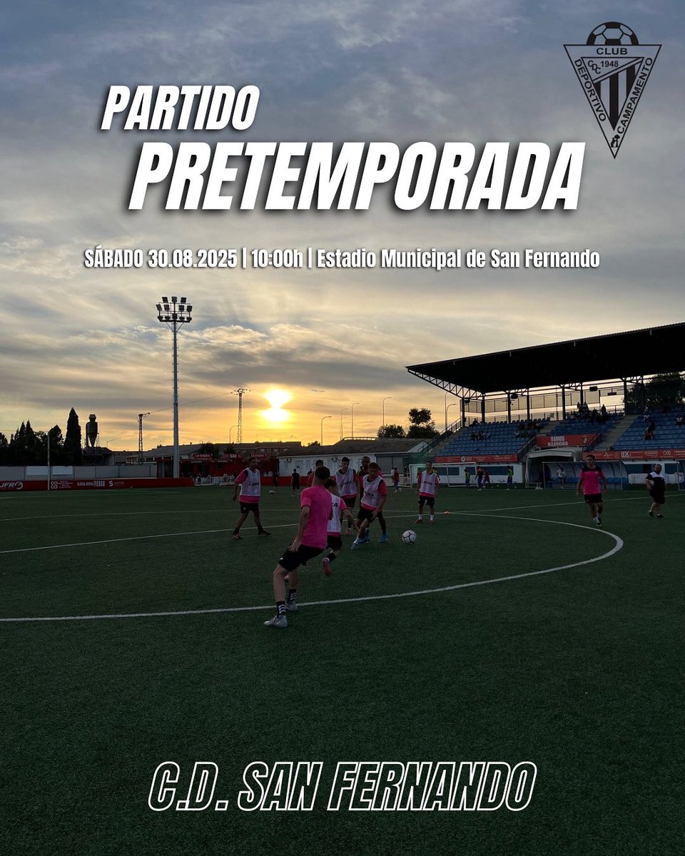 📅 PARTIDO DE PRETEMPORADA |

✈️ Cuarto partido de pretemporada

🆚 <a href="/cdsanfernando/">cdsanfernando</a> 

🗓️ 30/08/2025

🕙 10:00h

📍Estadio Municipal de San Fernando de Henares

¡Te esperamos!

¡Un barrio, una ilusión! 🖤🤍🖤🤍