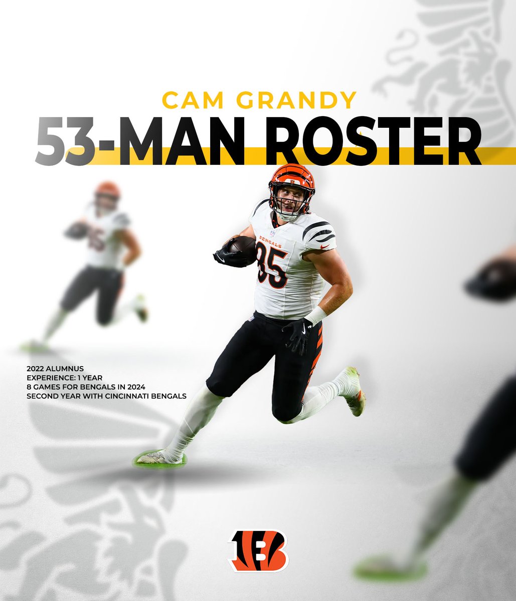 Missouri Western Football (@mwsu_football) on Twitter photo Congratulations to Cam Grandy for making the <a href="/Bengals/">Cincinnati Bengals</a> 53-Man Roster!
Cam's second year with the Bengals and 2nd year in the NFL!
#ProGriffs | #A10Mentality Congratulations to Cam Grandy for making the <a href="/Bengals/">Cincinnati Bengals</a> 53-Man Roster!
Cam's second year with the Bengals and 2nd year in the NFL!
#ProGriffs | #A10Mentality
