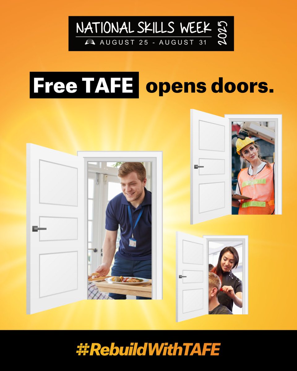 With Free TAFE now enshrined in law, more Australians can experience the life-changing opportunities that TAFE provides.

Now we need additional investment in the TAFE workforce, additional support for students, and investment to renew campus infrastructure.

#NationalSkillsWeek