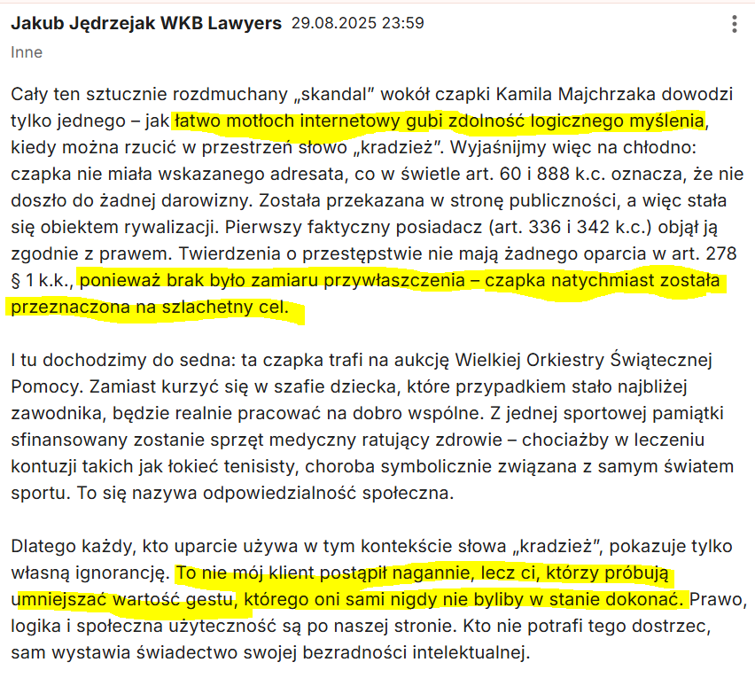 KrakowZPB's tweet image. Tymczasem kancelaria prawna buraka, który ukradł czapkę dziecku, robi kolejne fikołki 🤡

#drogbruk #piotrszczerek #czapka #kamilmajchrzak #tenis #buractwo #cebulactwo