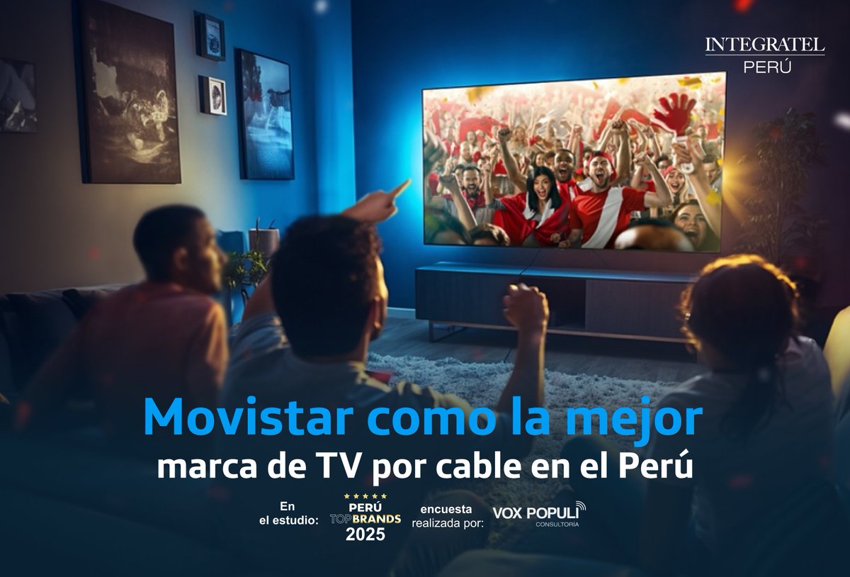 📺Somos la mejor marca de TV por cable en el Perú. Seguimos avanzando en nuestro liderazgo con una propuesta única: Movistar TV app para ver desde cualquier lugar, Disney+ incluido y canales exclusivos 🇵🇪
🔗 Nota: bit.ly/3JF70BS
🔗 Estudio: bit.ly/3UOhG3D
