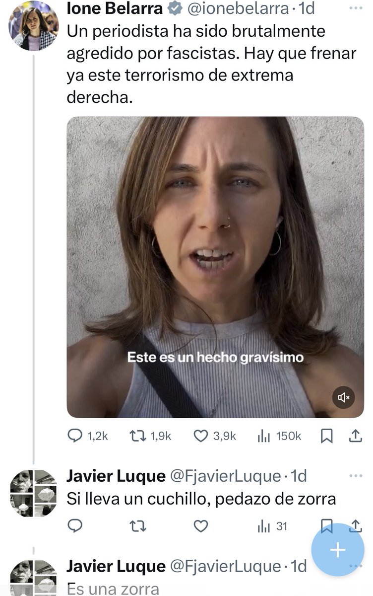 Alejandro Plana 🔻 (@aplana_) on Twitter photo ‼️Francisco Javier Luque Peña, trabajador del Hospital La Fe de València, es un acosador homófobo que insulta a la izquierda, como a <a href="/FonsiLoaiza/">Fonsi Loaiza</a>, desea palizas y llama “zorra” <a href="/ionebelarra/">Ione Belarra</a> o “putas” a las feministas. ‼️Francisco Javier Luque Peña, trabajador del Hospital La Fe de València, es un acosador homófobo que insulta a la izquierda, como a <a href="/FonsiLoaiza/">Fonsi Loaiza</a>, desea palizas y llama “zorra” <a href="/ionebelarra/">Ione Belarra</a> o “putas” a las feministas.