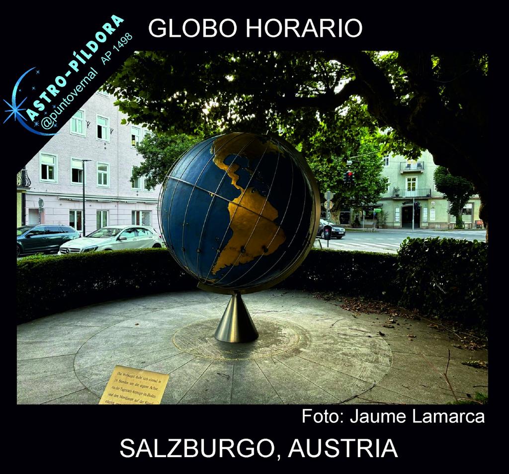 Este globo de la Franz Josep Strasse, da una vuelta sobre su eje cada 24 horas. Tiene un marcador que muestra la hora local y los meridianos indican la hora en diferentes regiones