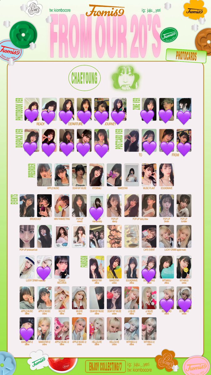 _0xly9's tweet photo. fromis_9 From Our 20'sトレカ 交換

【譲】画像or買取
【求】 💜チェヨン

デジパ(ナギョンver新品未開封)は同種チェヨンに交換してくれる方を探しています。
Zepp羽田現地取引🉑お気軽にリプください！ https://t.co/pDQvO6EUoY