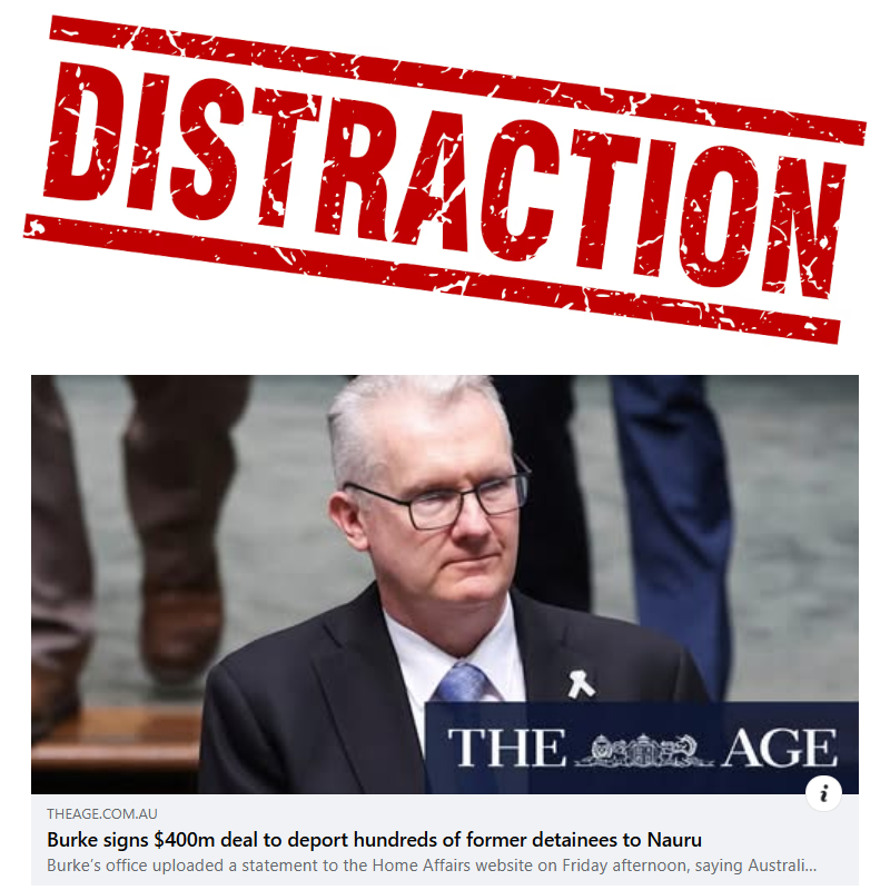 Laberal is 'keeping our borders safe'... Or bullying small Pacific neighbours and distracting the Australian public from very high immigration.

Which is it (Spoiler below*)? 🤔

📰 Labor's Home Affairs Minister has quietly visited Nauru to sign a $400 million deal that will
