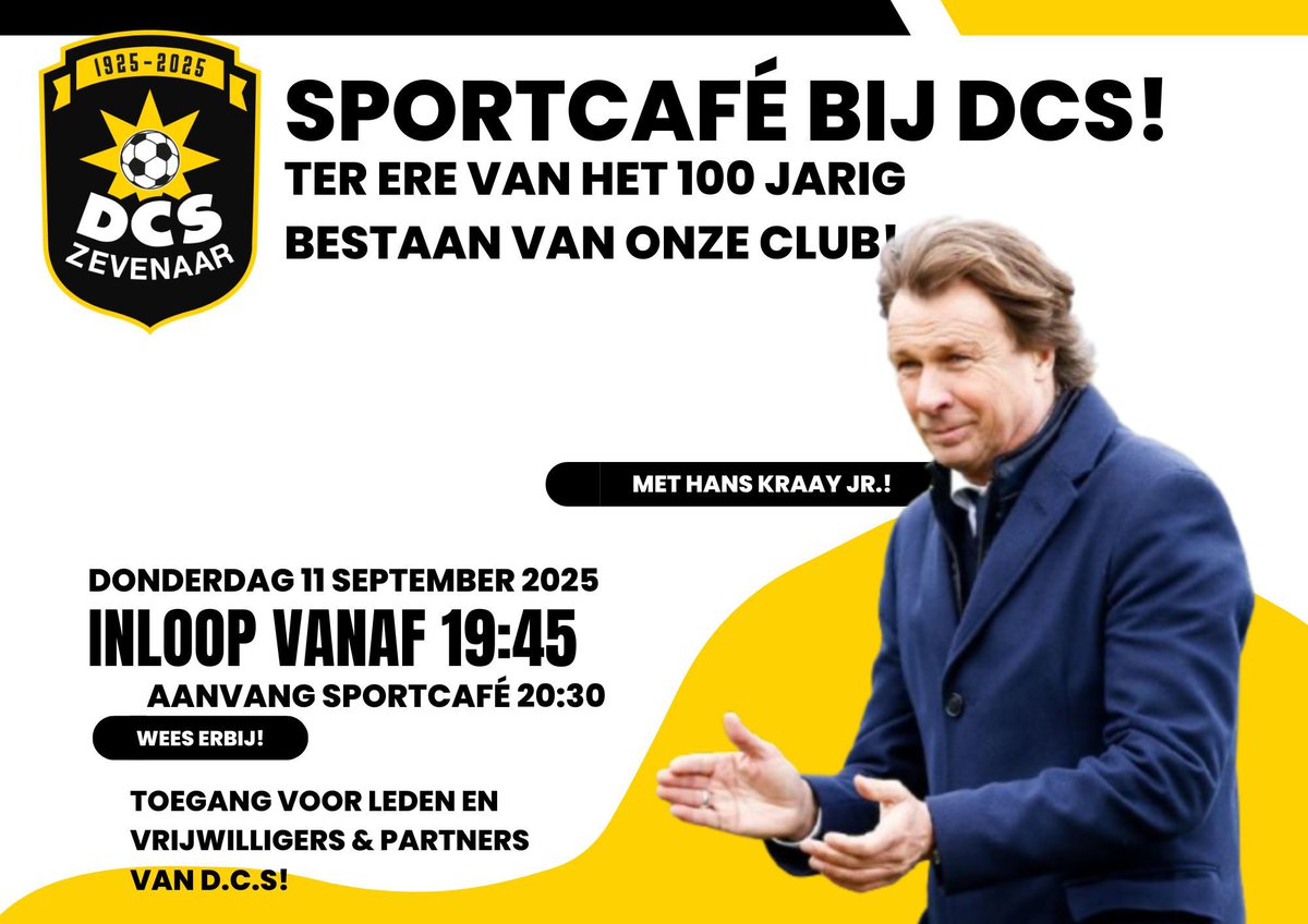Save the date; 11 september!!!
Hansi is coming to DCS.
Leden, vrijwilligers en sponsoren zijn van harte welkom!