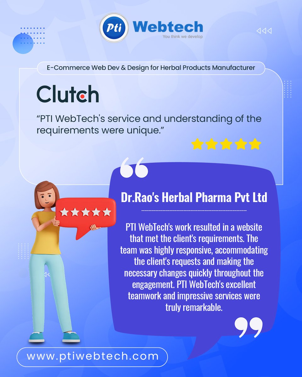 ptiwebtech's tweet image. 𝐖𝐡𝐚𝐭 𝐚 𝐠𝐫𝐞𝐚𝐭 𝐰𝐚𝐲 𝐭𝐨 𝐤𝐢𝐜𝐤 𝐨𝐟𝐟 𝐭𝐡𝐞 𝐖𝐞𝐞𝐤𝐞𝐧𝐝! 🎉 ✌ 

Excited to share our latest Clutch feedback that reflects our dedication to quality and innovation. 

#ptiwebtech #clutch #clutchreview #clutchfeedback #clutchtestimonial #customersatisfaction