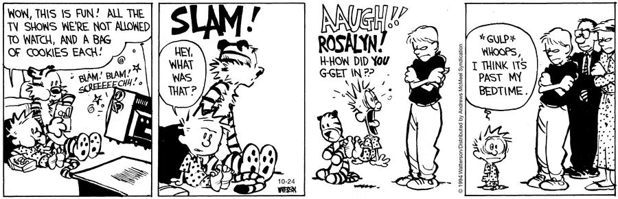 Unlimited TV, cookies, and chaos, what could possibly go wrong?…
#CalvinandHobbes #Busted