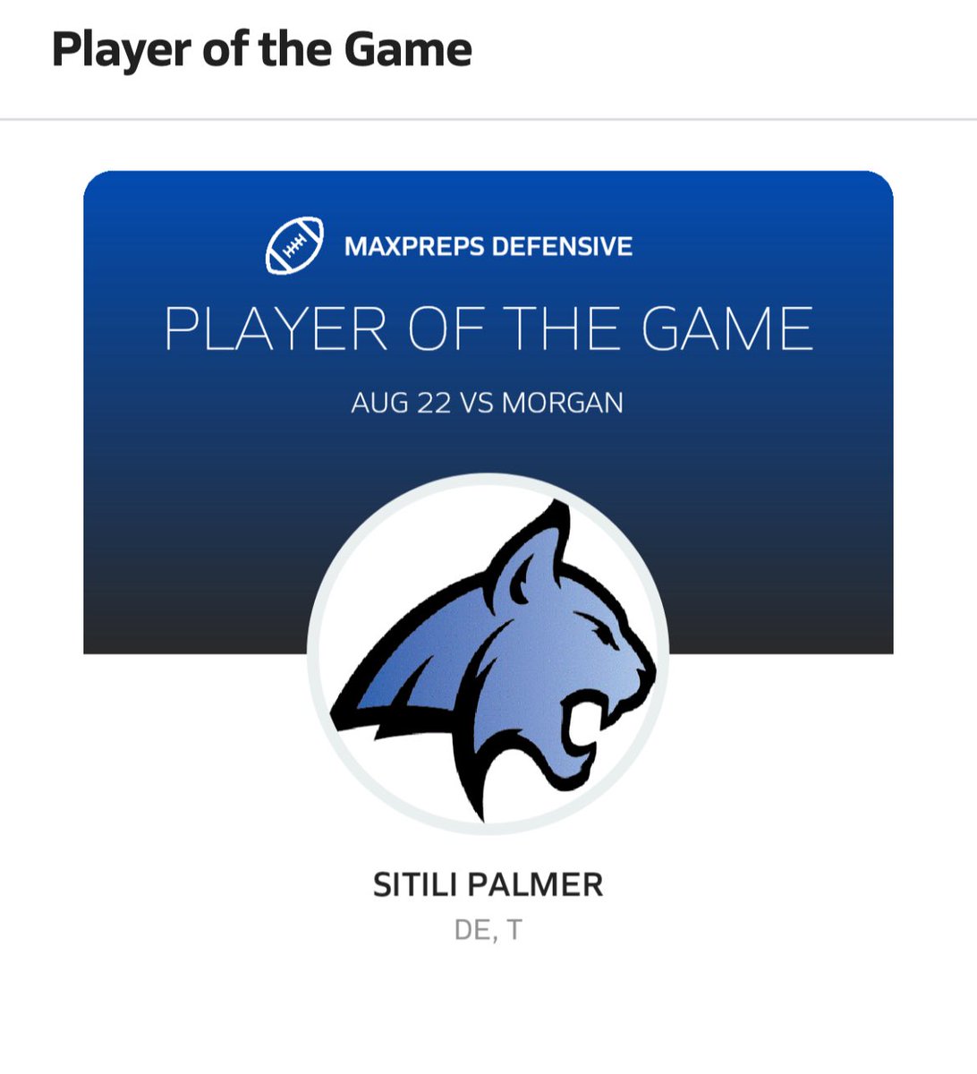 Sitili Wayne Matangi Palmer (@matangifam) on Twitter photo Had a great game last week can’t wait to add to my stats this week.
2 sacks
5 tackles
<a href="/coachaliifua/">Ricky Aliifua</a>
<a href="/coachfrankmaile/">Frank Maile</a>
<a href="/coachbuttsUSU/">Evan Butts</a>
<a href="/CoachDWilkins/">Donte Wilkins</a>
<a href="/TheHC_CoachLew/">🔴 Sean Lewis ⚫️</a> Had a great game last week can’t wait to add to my stats this week.
2 sacks
5 tackles
<a href="/coachaliifua/">Ricky Aliifua</a>
<a href="/coachfrankmaile/">Frank Maile</a>
<a href="/coachbuttsUSU/">Evan Butts</a>
<a href="/CoachDWilkins/">Donte Wilkins</a>
<a href="/TheHC_CoachLew/">🔴 Sean Lewis ⚫️</a>
