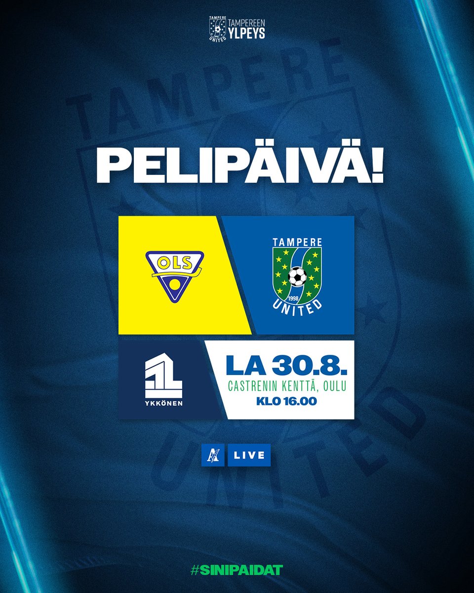 💙 PELIPÄIVÄ! 💚

⚽ OLS – TamU
🕔 16.00
🏟️ Castrenin kenttä, Oulu

Tänään ratkaistaan, taisteleeko TamU sarjanoususta ylemmässä jatkosarjassa, vai onko kohtalona jäädä alempaan jatkosarjaan, jossa tarvitaan vielä lisäpisteitä sarjapaikan varmistamiseksi.

#sinipaidat #ykkönen