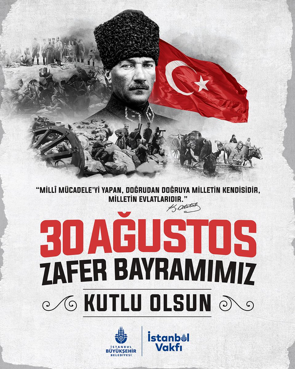 30 Ağustos Zafer Bayramımız kutlu olsun! Başkomutan Gazi Mustafa Kemal Atatürk ve silah arkadaşlarını saygı, minnet ve rahmetle anıyoruz.