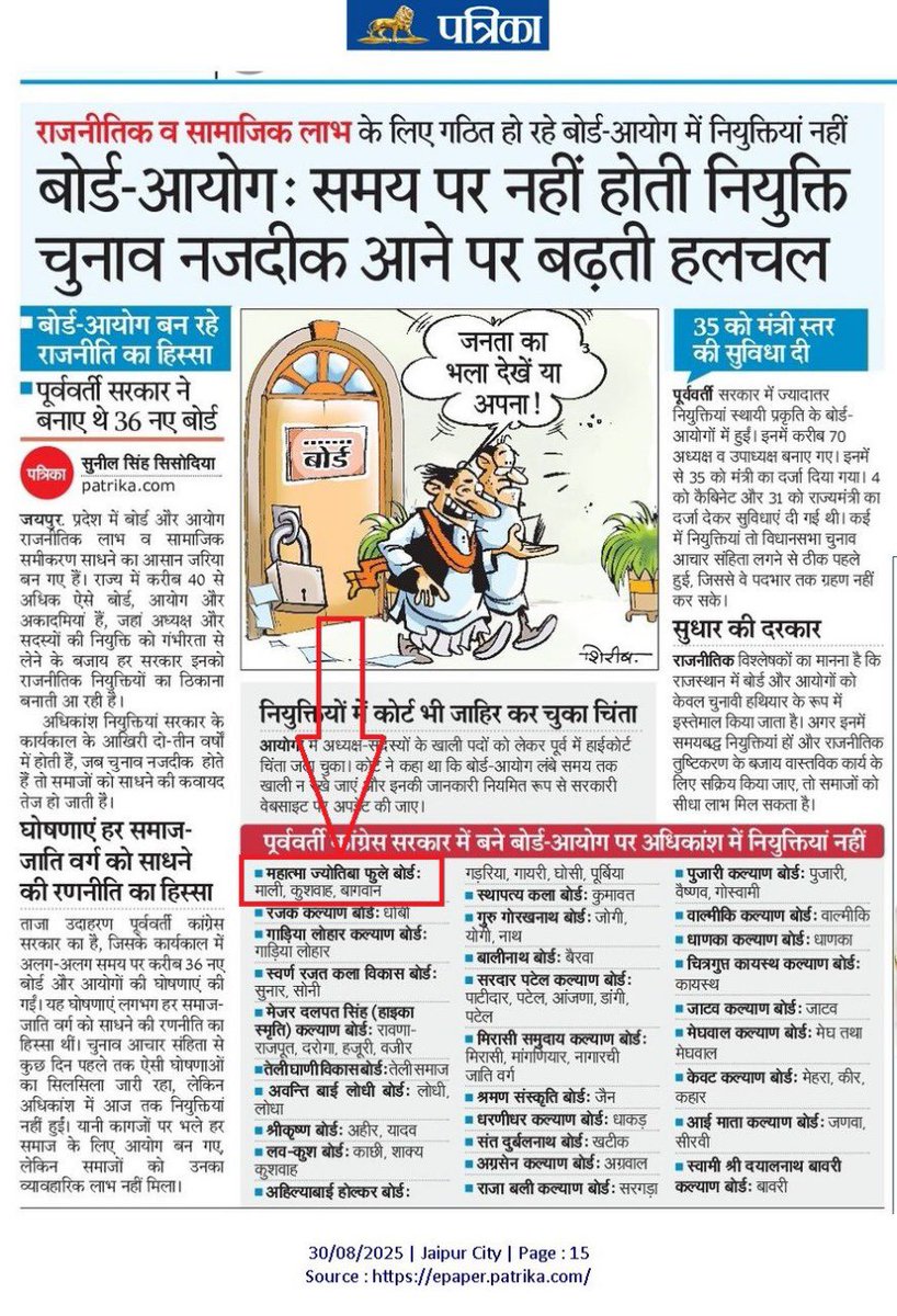 #ज्योतिबाफुले_बोर्ड_में_नियुक्ति_करो
<a href="/BhajanlalBjp/">Bhajanlal Sharma</a> <a href="/RajCMO/">CMO Rajasthan</a> <a href="/madanrrathore/">Madan Rathore</a> <a href="/8PMnoCM/">राजस्थानी ट्वीट</a> <a href="/ashokgehlot51/">Ashok Gehlot</a> <a href="/AvinashGehlot_/">Avinash Gehlot</a> <a href="/TikaRamJullyINC/">Tika Ram Jully</a> <a href="/GovindDotasra/">Govind Singh Dotasra</a> <a href="/KumariDiya/">Diya Kumari</a> <a href="/DrPremBairwa/">Dr Prem Chand Bairwa</a> <a href="/Kshatriya_Saini/">The Saini Community</a> <a href="/MaliPradesa/">राजस्थान प्रदेश माली-सैनी महासभा रजि.</a>