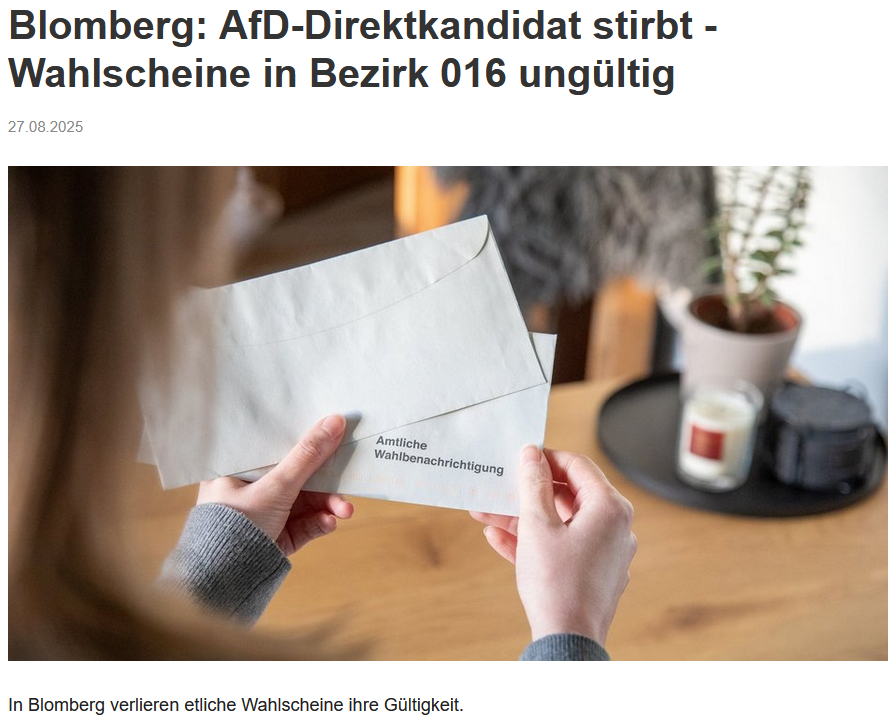 PeterBorbe's tweet image. 4 tote AfD-Kandidaten innerhalb von 2 Wochen bei den NRW-Kommunalwahlen: Wolfgang Seitz (Rheinberg), Ralph Lange (Blomberg), Stefan Berendes (Bad Lippspringe), Wolfgang Klinger /Schwerte), alle 4 starben plötzlich und unerwartet.
Eine erstaunliche Häufung von Todesfällen, oder?