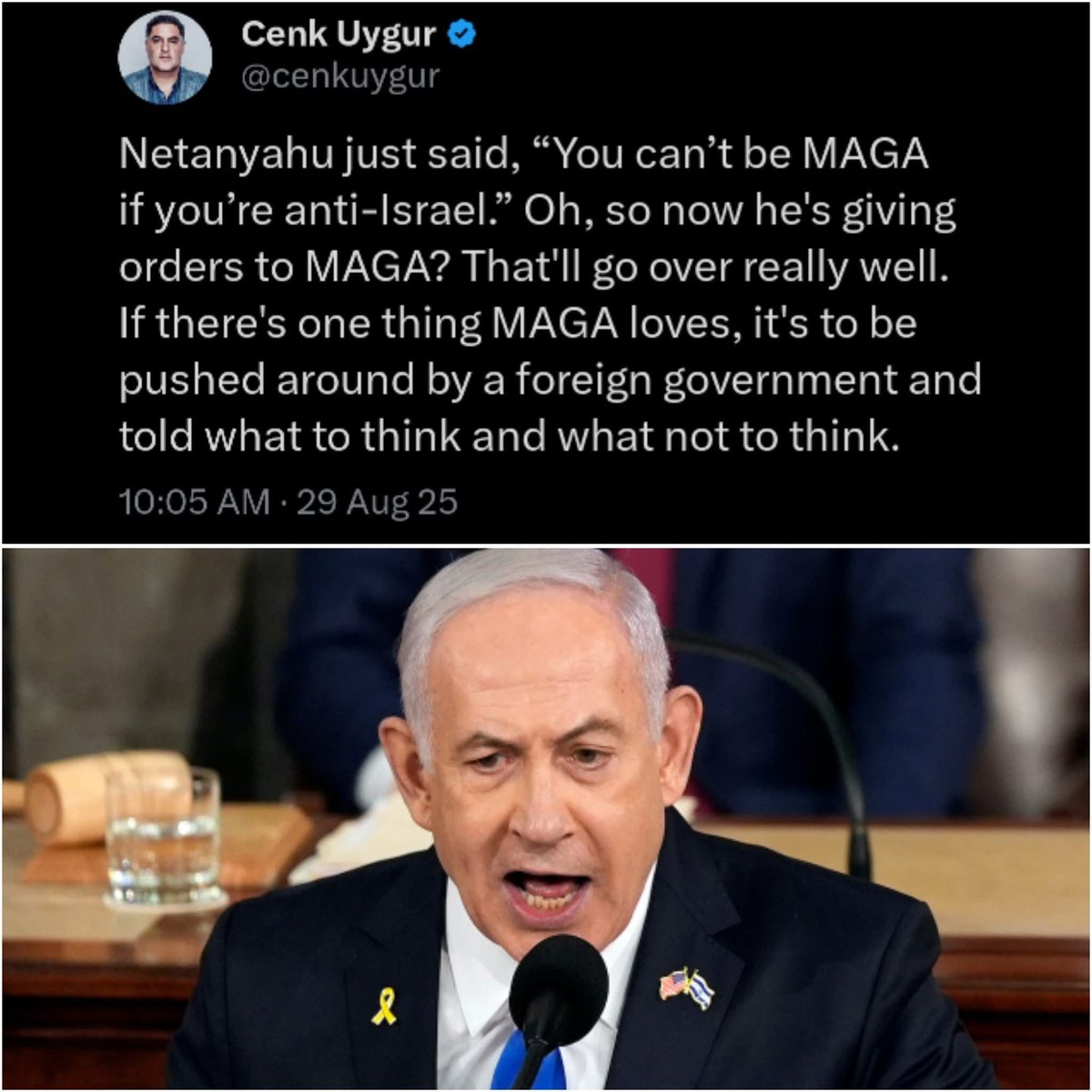 beinlibertarian's tweet photo. Hey MAGA,

Are you going to let a foreign leader define your political movement or are you America First? https://t.co/qEWx7asxxI