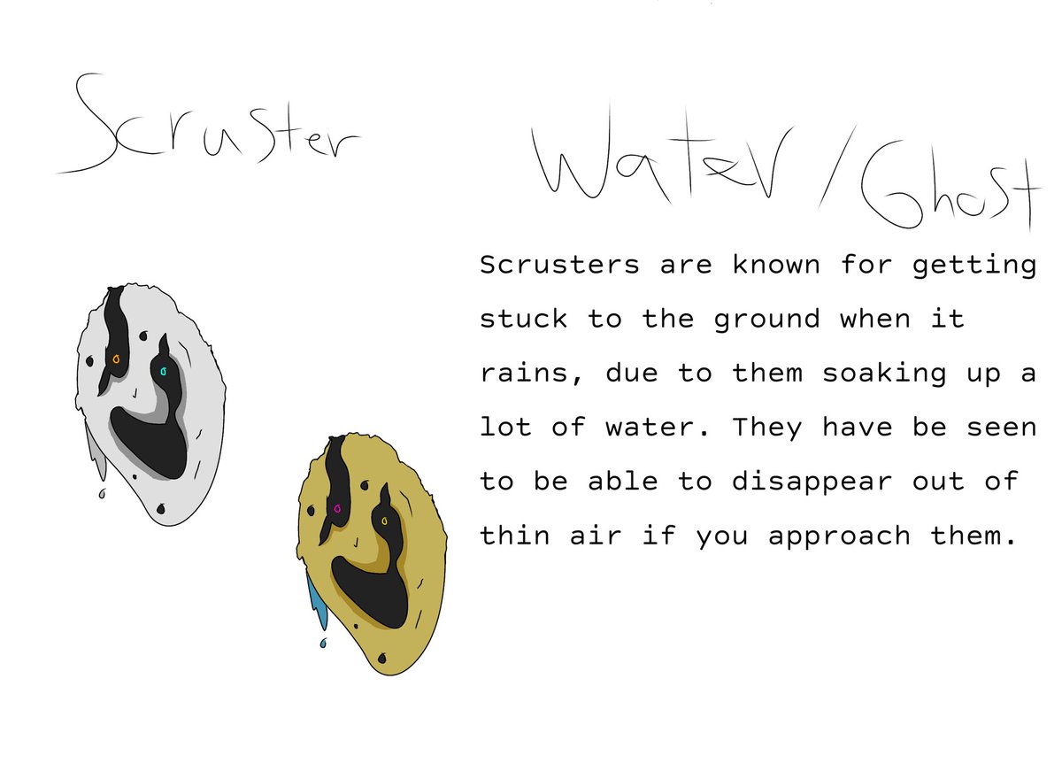 crabacridz's tweet photo. Idk how this works but #ft500
Im submitting this for a friend
Scruster:
HP: 105
ATK: 50
DEF: 90
SATK: 110
SDEF: 95
SPED: 50
BST: 500
Water Absorb
Icy Wind
Hex
Will O Wisp
Scald
Leftovers https://t.co/tliHaa1Dpr