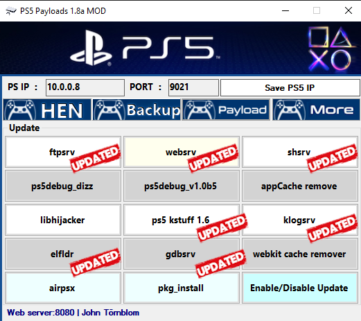 aldostools's tweet image. ⭐️PS5 Payloads GUI MOD updated by @aldostools
Fork of PS5 Payloads GUI developed by @master_s9
 
🔷kstuff 1.6 by @StretchEcho (3.xx-8.00)
🔷Latest ps5 payload daemons by John Törnblom

📥github.com/aldostools/PS5…