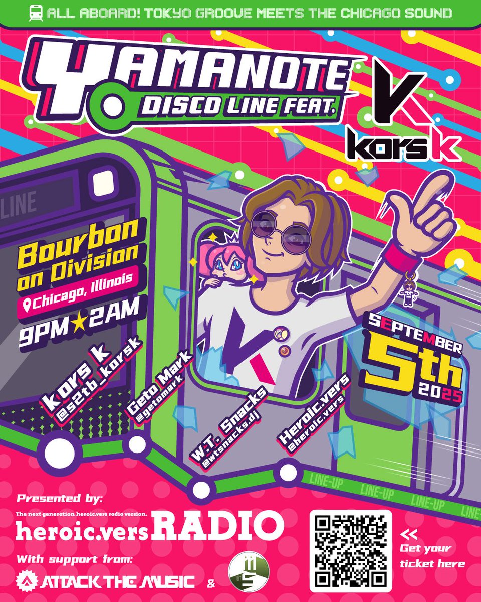 MidnightSnacks's tweet image. 🚨ONE WEEK🚨
...until we unite Chicago &amp;amp; Tokyo with HOUSE MUSIC.

🚉Yamanote Disco Line🎶
📍@BourbonChicago
📅 Sept 5th(Fri) 9PM
🎟atk.dj/yamanotediscol…

@S2TB_korsk will be doing a rare set under his Boutique Music alias to kick off his tour, &amp;amp; I&apos;m playing direct…