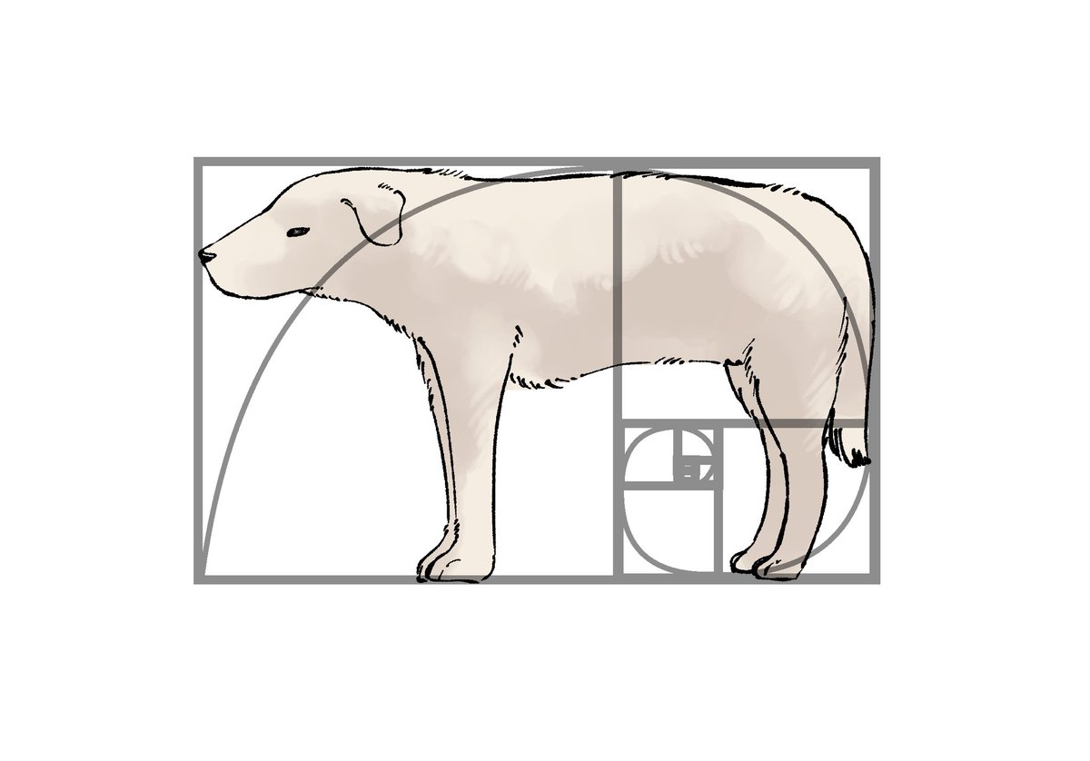 毎度感じる「これ任意の図に当てはめられるよね」感。もちろん黄金比に近くないと相似形にはならないんだけど、7段階くらいまでなら黄金比 じゃなくても誤魔化せるのではないか…