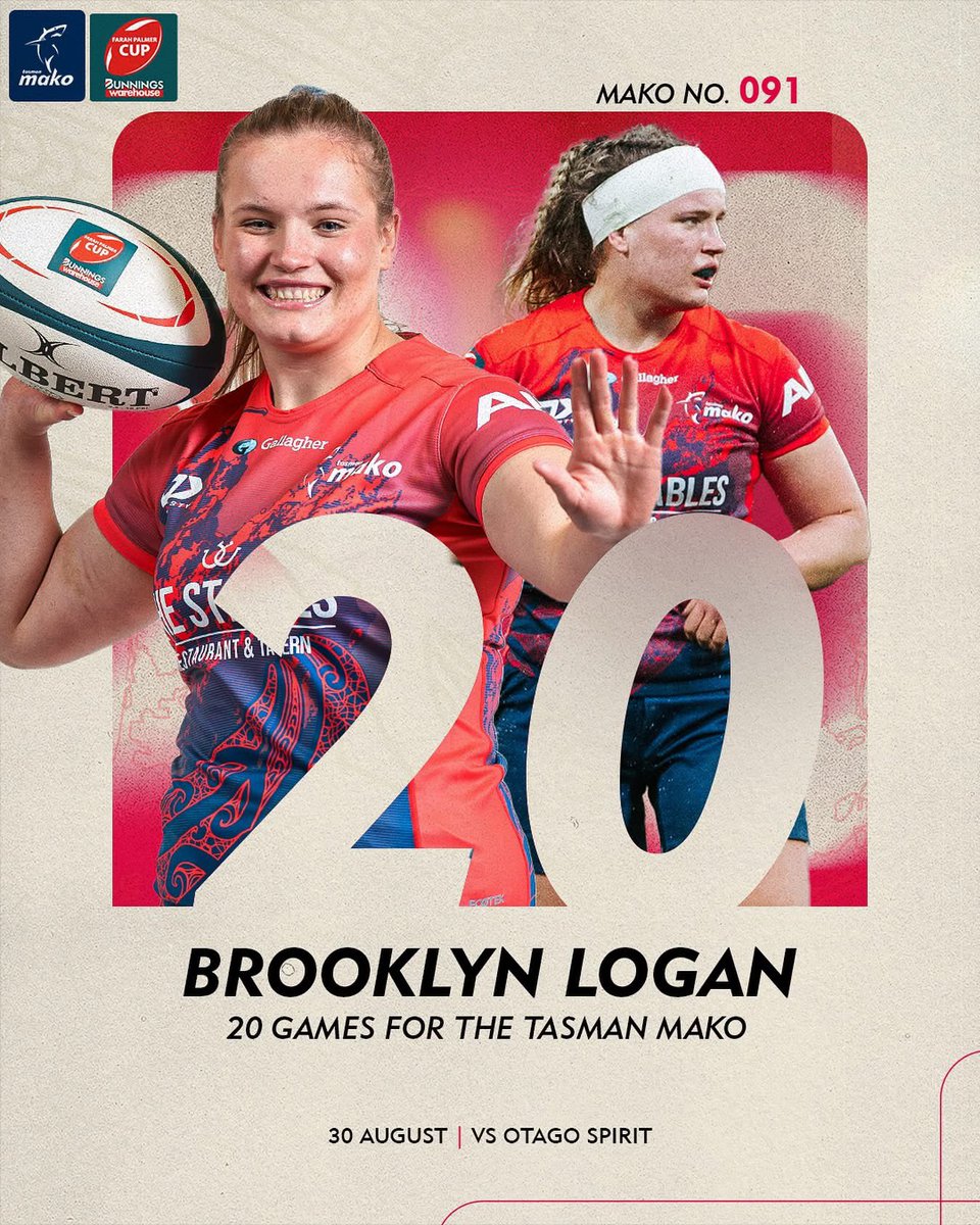 Brooklyn Logan celebrates her 20th game for the Tasman Mako today! 💙❤️
A special milestone for one of our hard-working Mako Wāhine 

#BunningsFPC  <a href="/BunningsNPC/">Bunnings NPC</a> 
#OurPassionRunsDeep #FinzUp 🦈