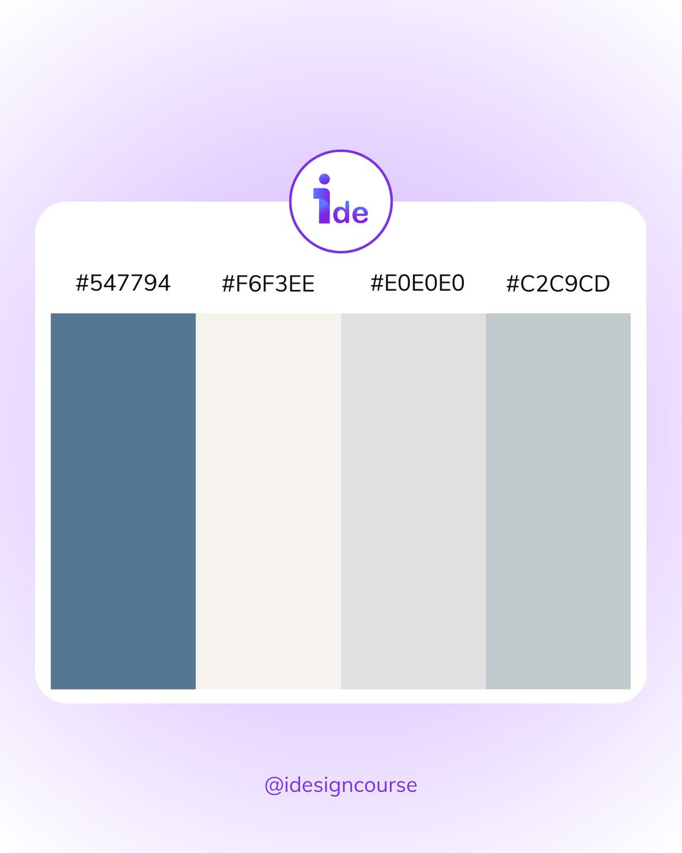CourseIdesign's tweet image. 🎨 Palette Vibes: 547794 (deep calm), F6F3EE (airy light), E0E0E0 (subtle balance), C2C9CD (soft steel). Perfect for minimal, modern, and timeless designs. #DesignInspiration #ColorPalette #iDesignCourse