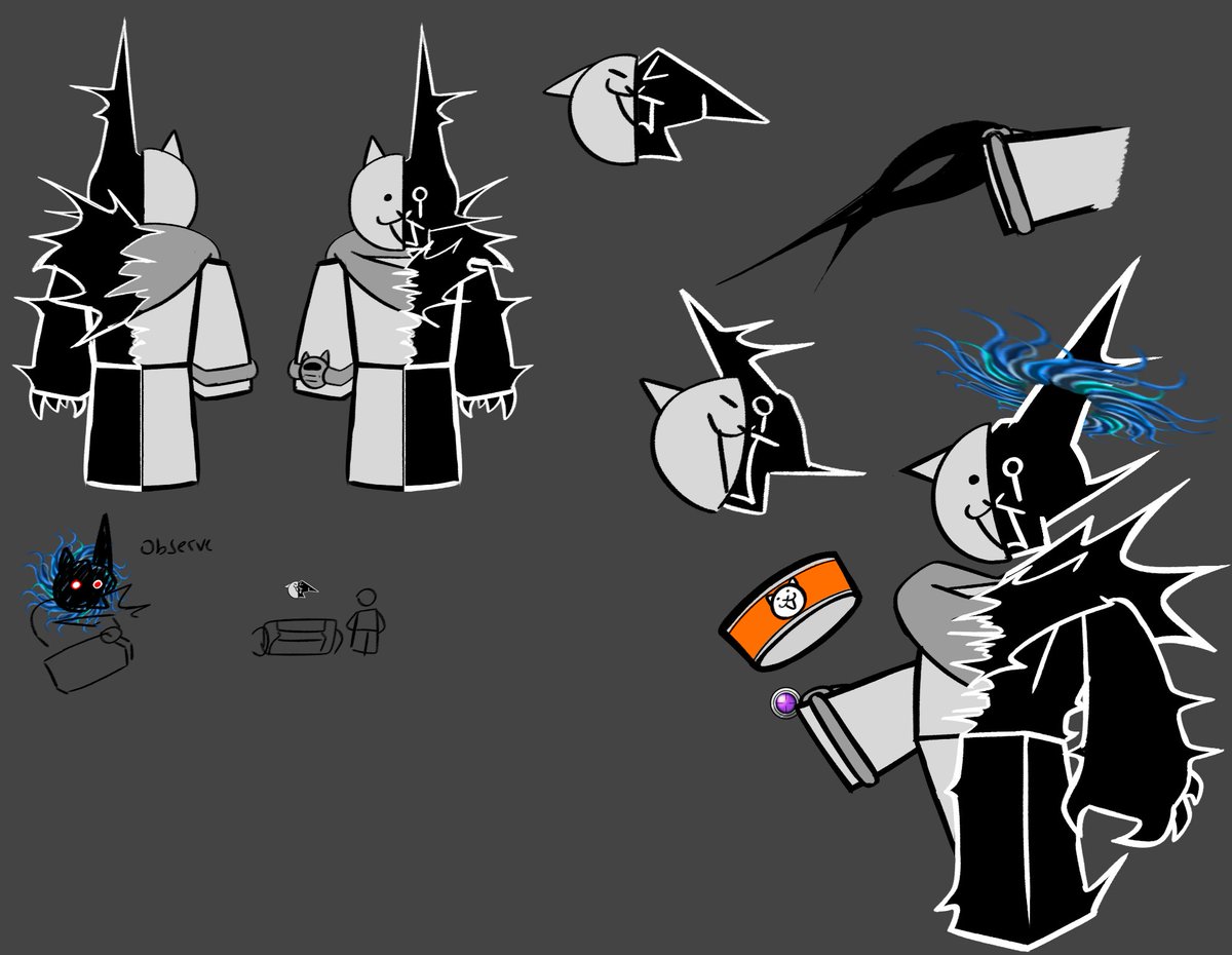 Caboosense's tweet image. was a tad bored, and decided to make a funny concept of a battle cat skin for noli lol 

dont kill me 
 #Forsaken #forsakenconcept #battlecats