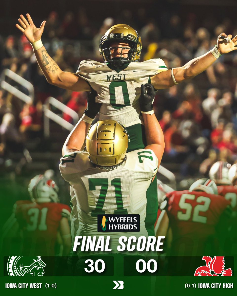 Bound_IA's tweet photo. Iowa City West defeats Iowa City High in a route 👀

Trojans look dominant to start the year 🔥

#iahsfb Tyler Meyers https://t.co/YQksJse2mZ