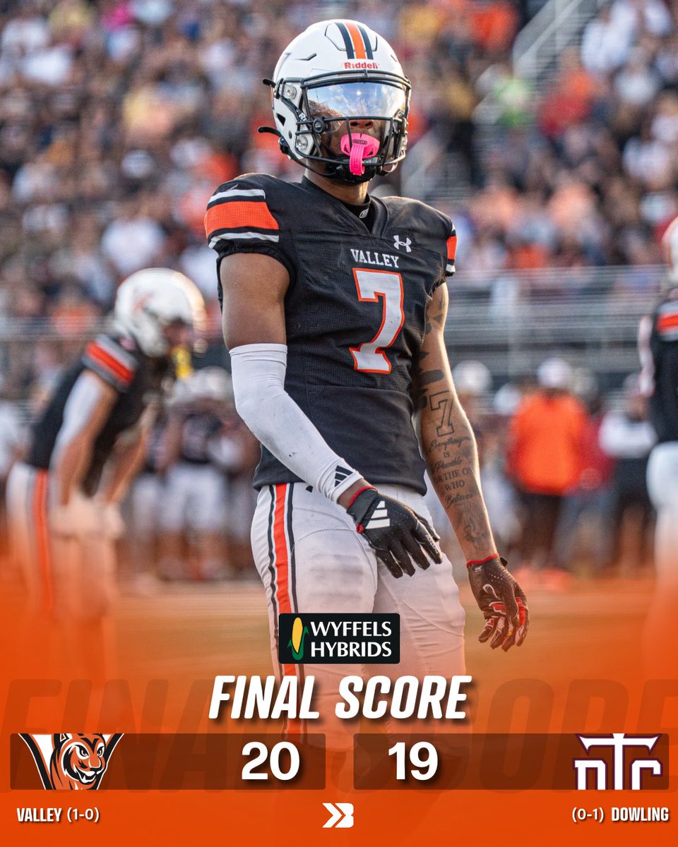 Bound Iowa (@bound_ia) on Twitter photo THE TIGERS TAKE DOWN DOWLING IN WEEK ONE 🐅
A MASSIVE WEEK ONE WIN FOR VALLEY IN A BACK AND FORTH GAME.
#iahsfb Luke Patton THE TIGERS TAKE DOWN DOWLING IN WEEK ONE 🐅
A MASSIVE WEEK ONE WIN FOR VALLEY IN A BACK AND FORTH GAME.
#iahsfb Luke Patton