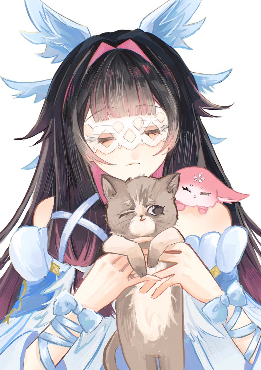 #Columbina  
猫ちゃんとコロンビーナと八重狐様