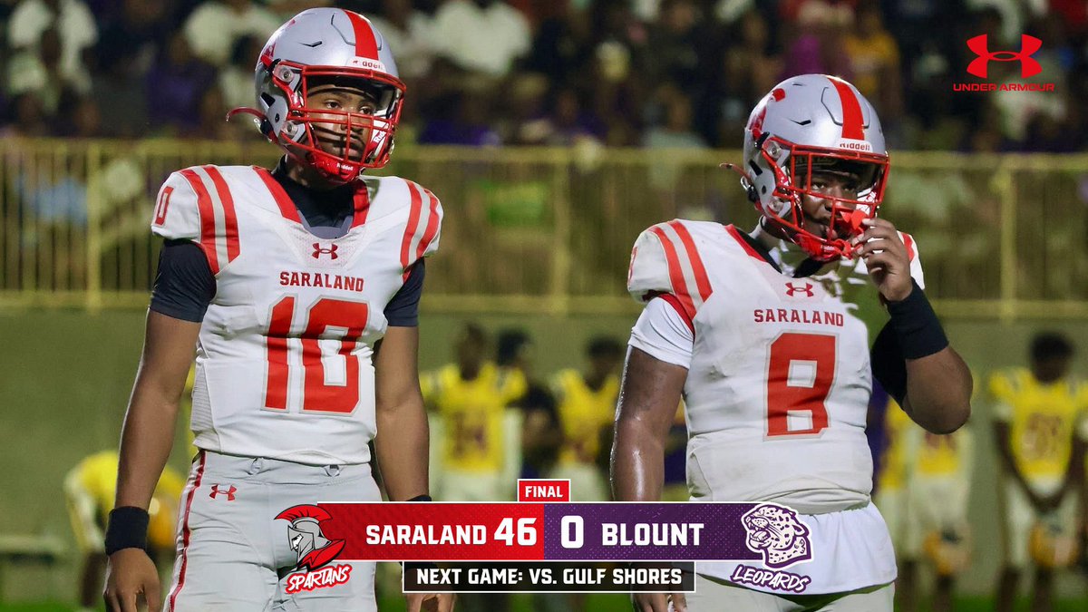 Back-to-back Ws ✅ ✅ Now it’s time to defend The Land. <a href="/GoSaraland/">Spartan Football</a> vs Gulf Shores—Friday night lights return home next week! #ExpectMoreAchieveMore #AndThenSome