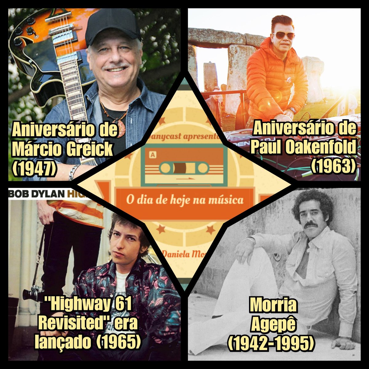 Edição 30 de agosto! 🎶
#danycast #thisdayinmusic #hojenamúsica #marciogreyck #pauloakenfold #agepe #BobDylan