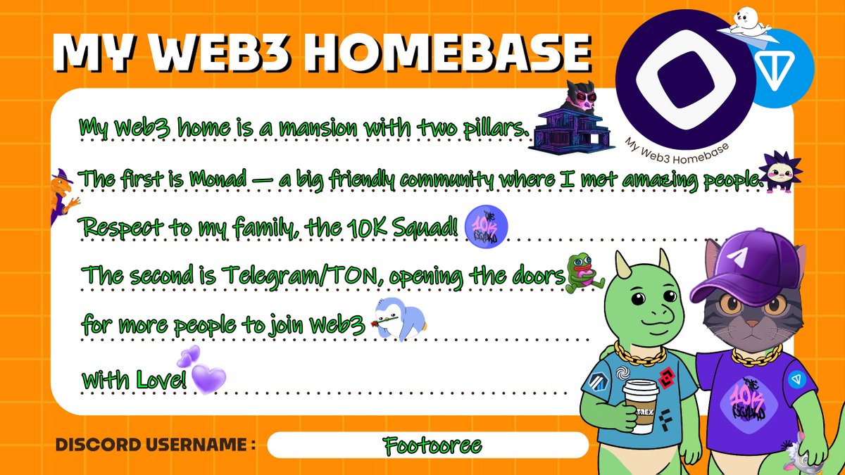 Footooree888's tweet photo. My Web3 home for @TREX_chain 🐉
Special shoutout to:
@monad @the10kSquad 💜
@ton_blockchain @telegram @stickers_tg 💙
#MyWeb3Homebase https://t.co/SQ4wHjd2bJ