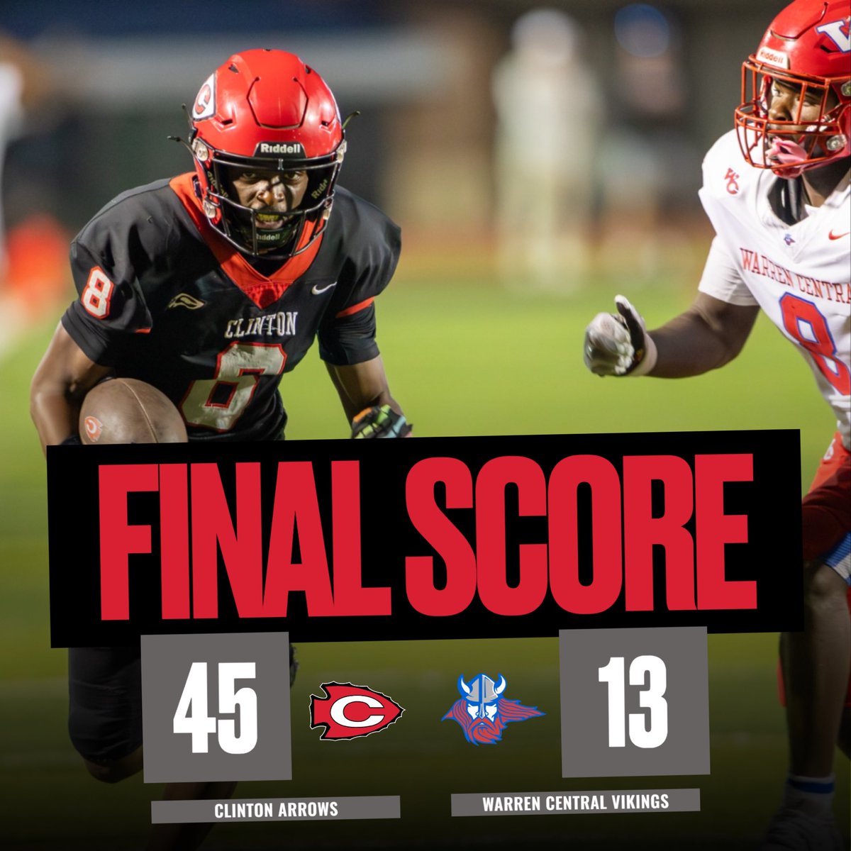 Put a bruisin’ on the Vikings!

The Clinton Arrows open the regular season with a 45-13 win over Warren Central. 

#asalways #GoArrows