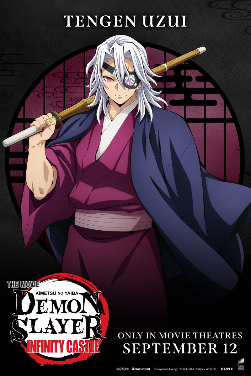 DemonSlayerUSA's tweet photo. [ TENGEN UZUI ]

⭐(JP) : Katsuyuki Konishi
⭐(ENG) : Ray Chase

The flashiest cinematic experience of the year is a week away! Demon Slayer: Kimetsu no Yaiba Infinity Castle arrives only in movie theatres on September 12! ✨

🎟️ Get your tickets now: https://t.co/0N1CFw6UmN
