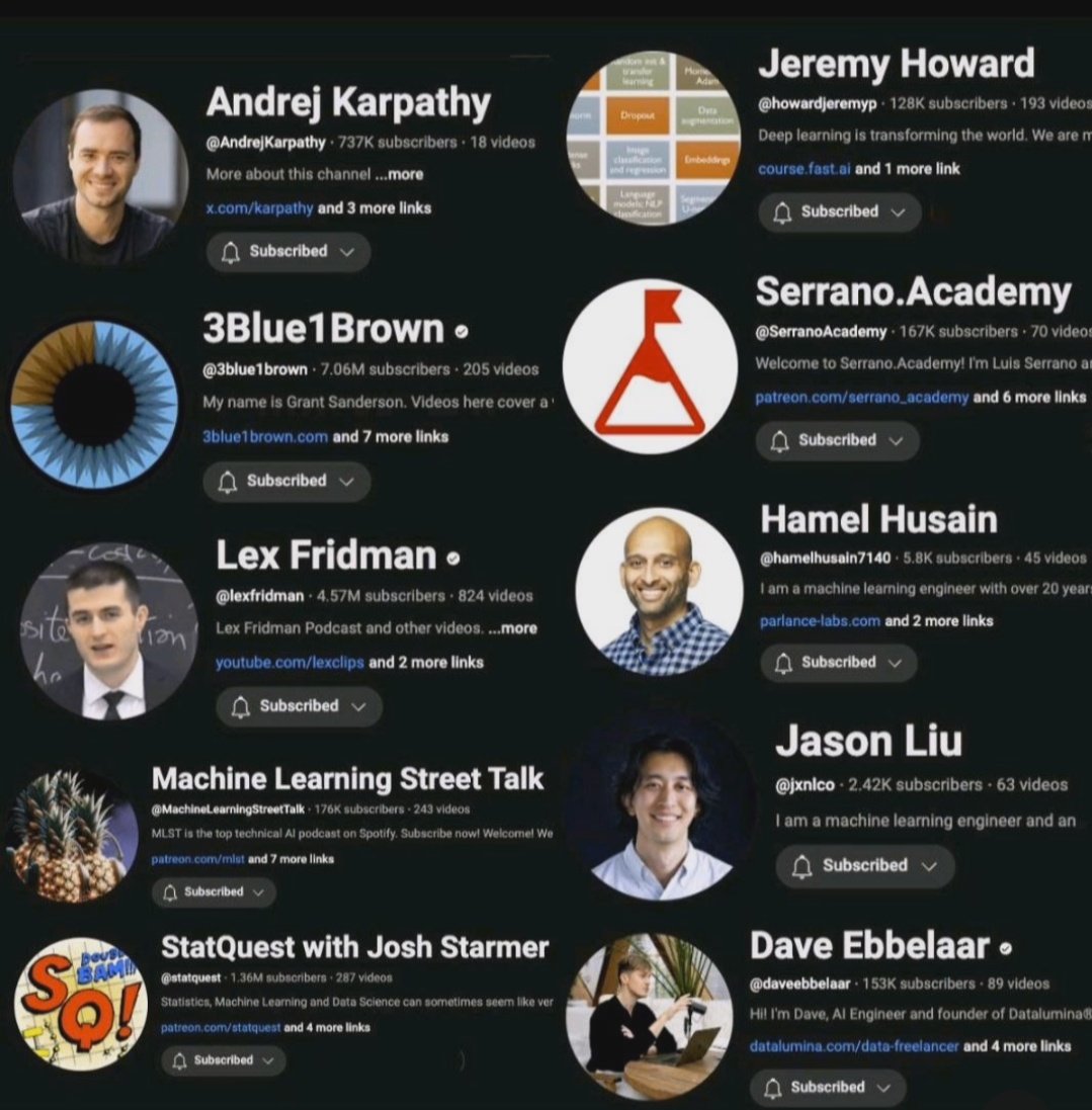 d4rsh_tw's tweet image. Some YouTube channels to subscribe to for starting ml/dl