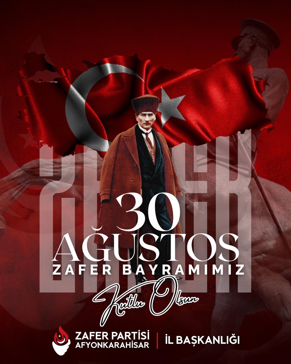 30 Ağustos Zafer Bayramımız kutlu olsun! Başta Gazi Mustafa Kemal Atatürk olmak üzere, bu büyük zaferi bize armağan eden tüm kahraman şehitlerimizi ve gazilerimizi rahmet, minnet ve saygıyla anıyoruz.