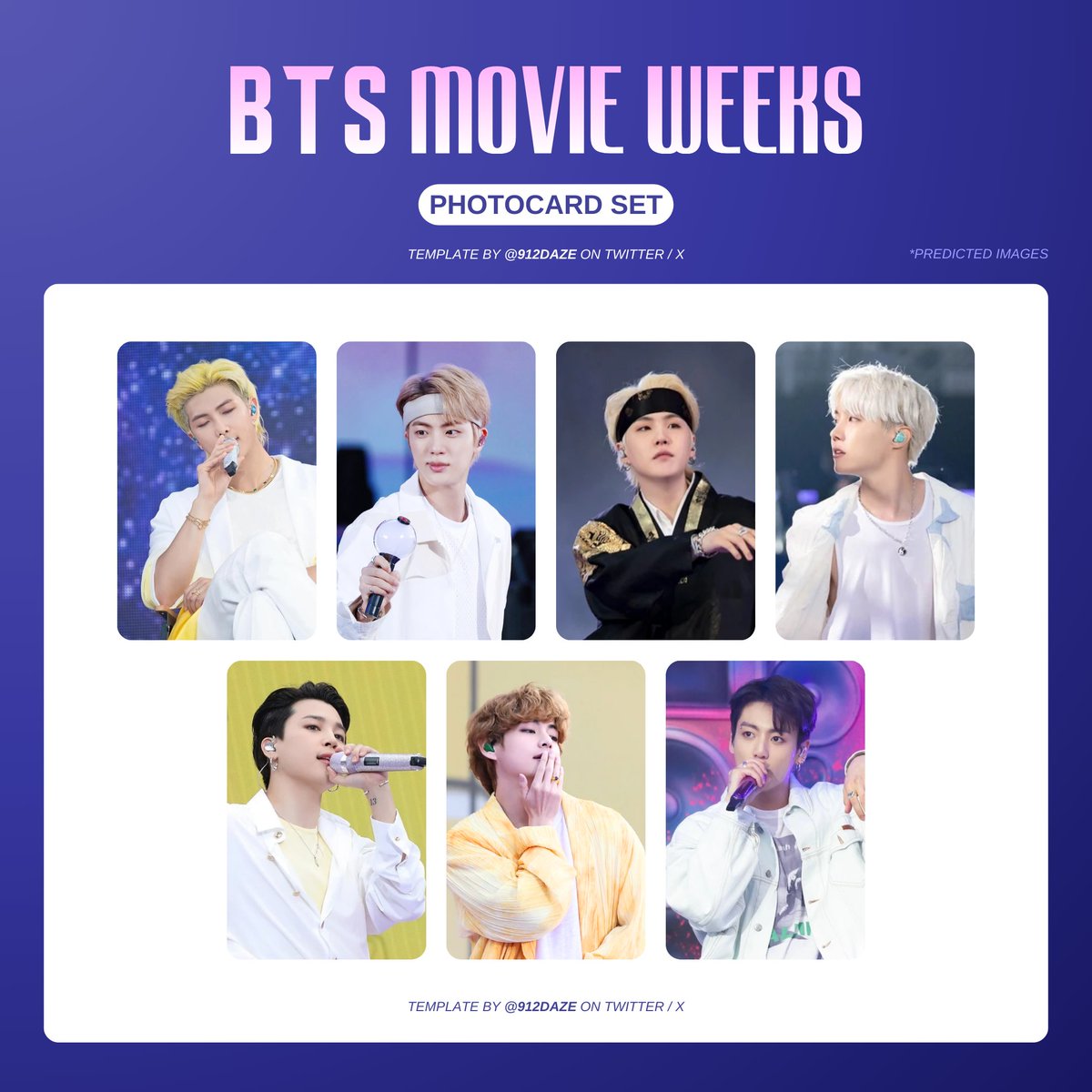 Okay here are the predicted images for the BTS MOVIE WEEKS