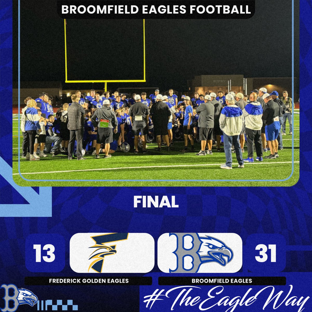 Broomfield Athletics (@eagle_athletics) on Twitter photo Eagles win 31-13 against a tough Frederick team! Way to go, fellas! #TheEagleWay @BVSDColorado <a href="/BoCoPreps/">BoCoPreps</a> @chsaa <a href="/coloradopreps/">Colorado Preps</a> <a href="/crazysportgirl1/">Alissa Noe</a> Eagles win 31-13 against a tough Frederick team! Way to go, fellas! #TheEagleWay @BVSDColorado <a href="/BoCoPreps/">BoCoPreps</a> @chsaa <a href="/coloradopreps/">Colorado Preps</a> <a href="/crazysportgirl1/">Alissa Noe</a>