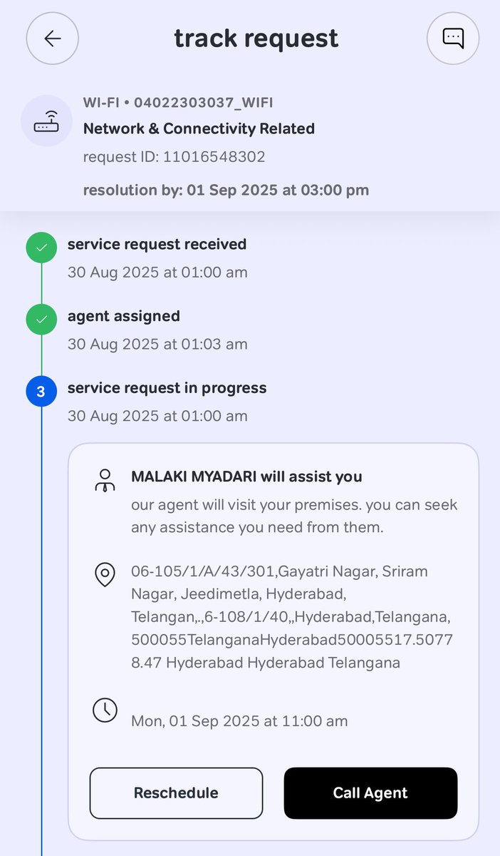 sigiri02's tweet photo. @airtelindia since the internet services have gone down and you're scheduling an agent visit on 1st September. Are you kidding me? Worst Service https://t.co/exCjFtoAmo