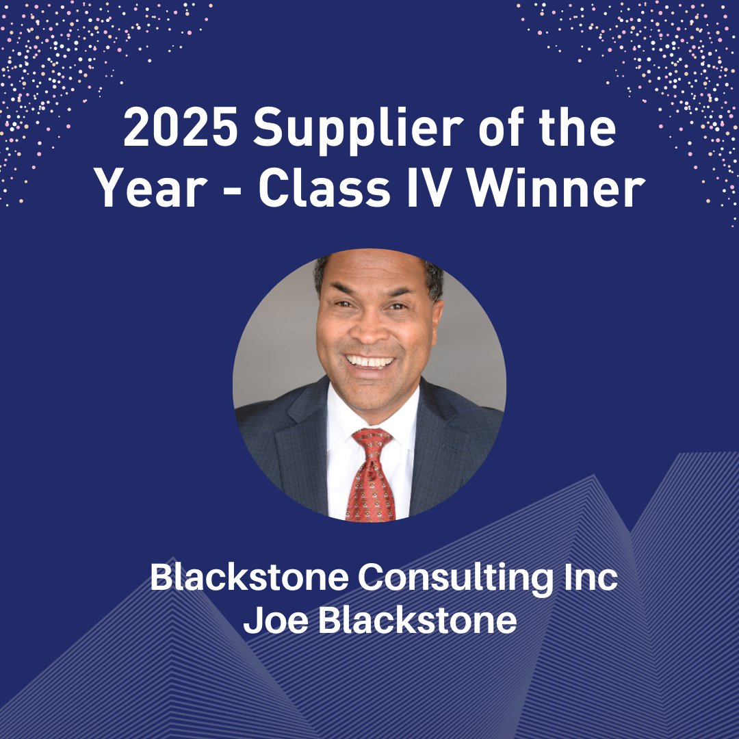 SCMSDC's tweet image. 🎉 Congratulations to Joe Blackstone, Founder &amp;amp; President of Blackstone Consulting, Inc. — our 2025 Supplier of the Year – Class IV Winner! 🎉

Celebrating innovation &amp;amp; partnership at #SOTY2025 ✨

#SCMSDC #SOTY