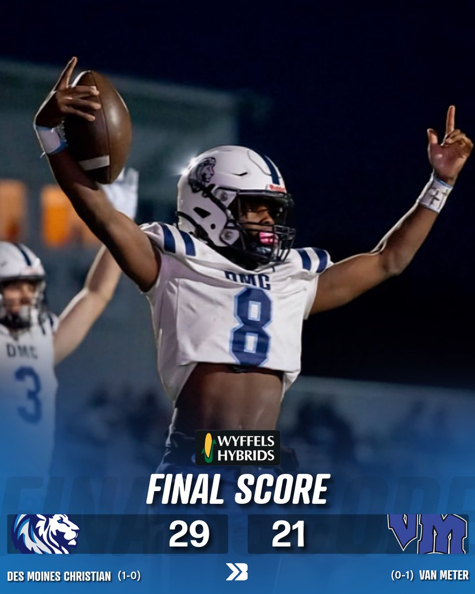 Des Moines Christian starts the year off with a massive win over Van Meter 👀

Lions 👀

#iahsfb Instagram