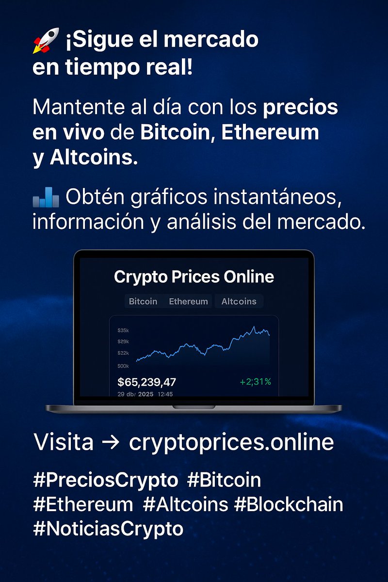 VashdevValasai's tweet image. 🚀 ¡Sigue el mercado en tiempo real!
Mantente al día con los precios en vivo de Bitcoin, Ethereum y Altcoins.
📊 Obtén gráficos instantáneos, información y análisis del mercado.
🌍 Visita  cryptoprices.online

#PreciosCrypto #Bitcoin #Ethereum #Altcoins #FinTech #Blockchain