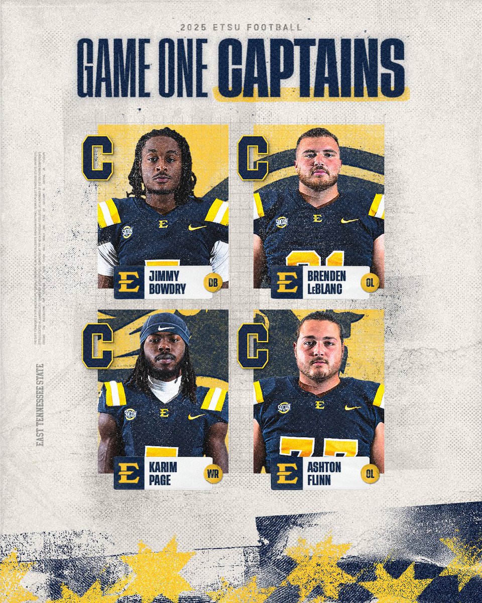 ETSUFootball's tweet image. today’s captains

#GoBucs | #BUCkleUp