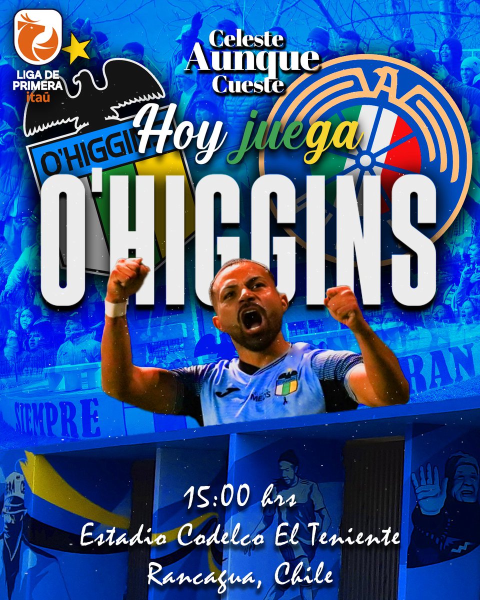 #MatchDay 2️⃣2️⃣ | ¡ℍ𝕆𝕐 𝕁𝕌𝔼𝔾𝔸 𝕆'ℍ𝕀𝔾𝔾𝕀ℕ𝕊!
Un día lleno de emociones en donde miles de hinchas volverán a decir presente en el Estadio Codelco El Teniente de Rancagua tras 293 días. Todos los detalles los encontrarás en #CelesteAunqueCueste 📱