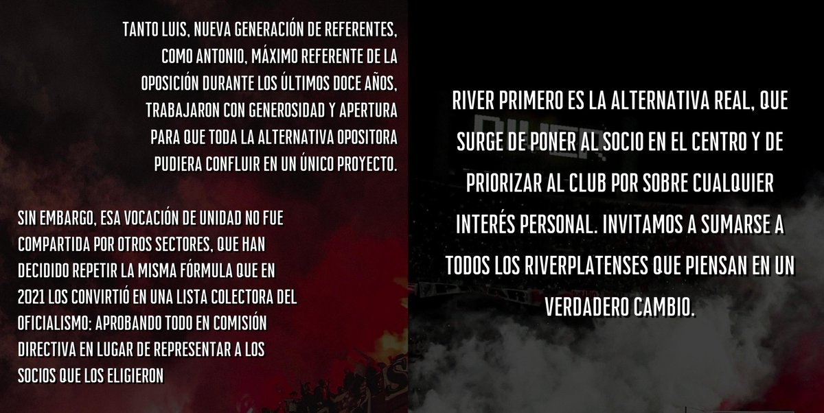 River__Primero's tweet photo. Nació River Primero. La alternativa que une a nuevos referentes, como @lbelliprincipe (@CreemosRiver), y a referentes históricos como @AntonioCaselli (@PrimeroRiver).

Invitamos a sumarse a todos los riverplatenses que quieran un verdadero cambio. https://t.co/ZRzB8QMYkZ
