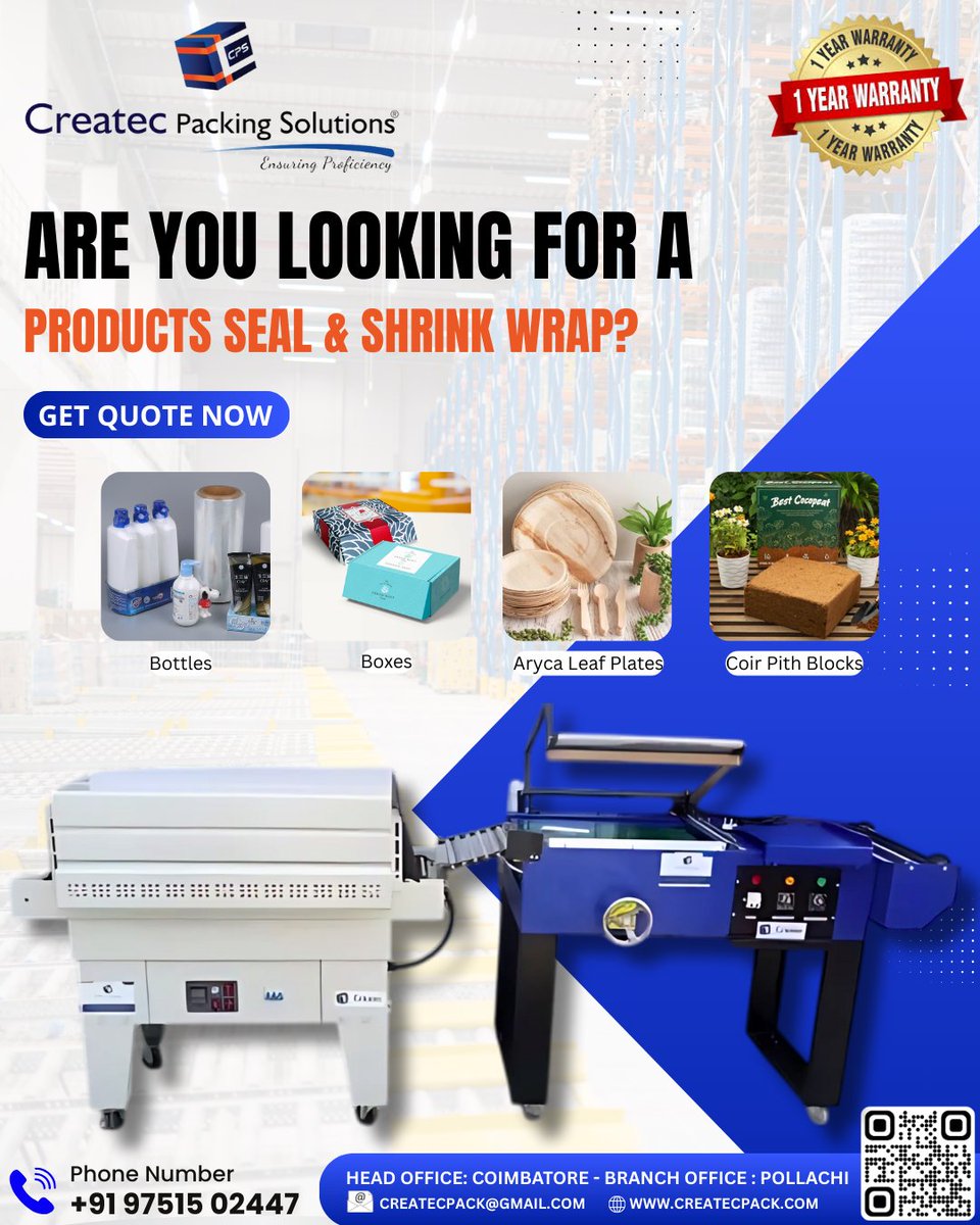 CreatecPacking's tweet image. Shrink Wrapping Machine - L Sealer with Shrink Tunnel
📞 For Demo & Orders: +91 97515 02447 | +91 99942 07197
🌐 createcpack.com
#Shrinkwrapping #packingmachine #createcpackingsolutions #explorepage #reels #industrialpacking
